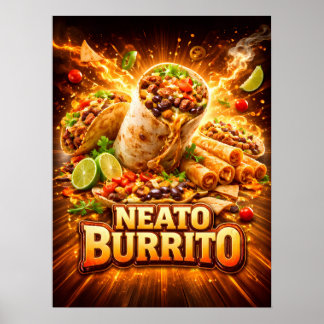 Fiery Mexican Burrito Art Poster