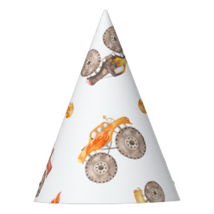 Fiery Monster Trucks Party Hat