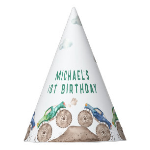 Fiery Monster Trucks Party Hat