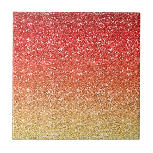 Fiery Ombre with Glitter Effect Ceramic Tile