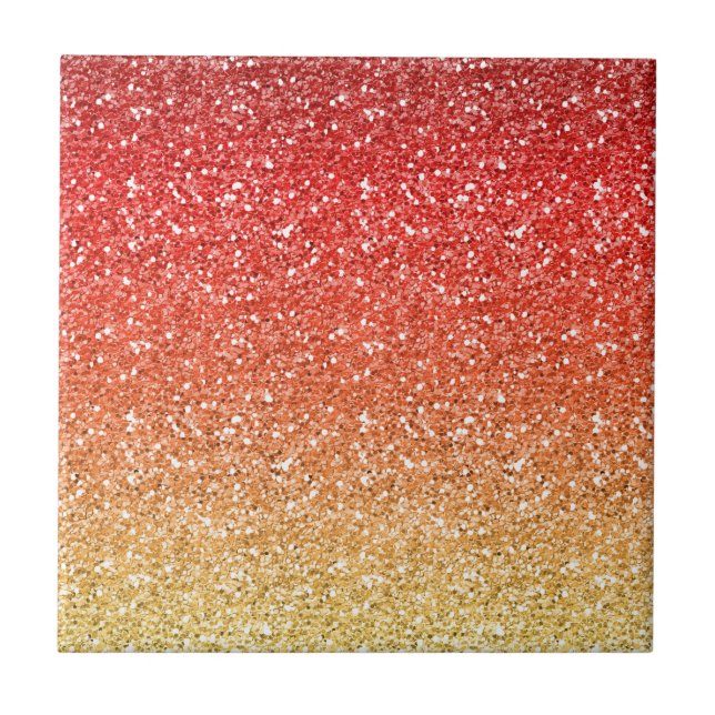 Fiery Ombre with Glitter Effect Ceramic Tile (Front)