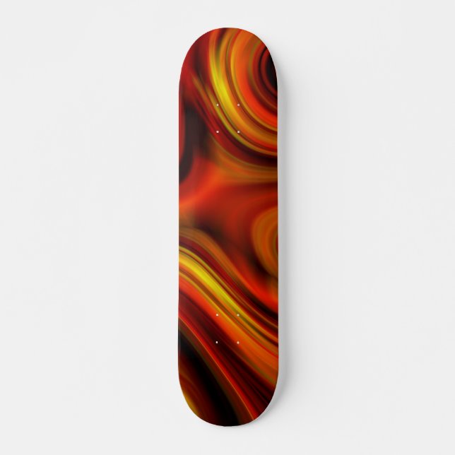 Fiery Orange and Yellow Pattern Skateboard Deck (Front)