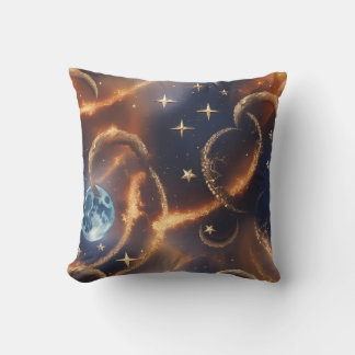 Fiery Orange Celestial Moon Pillow