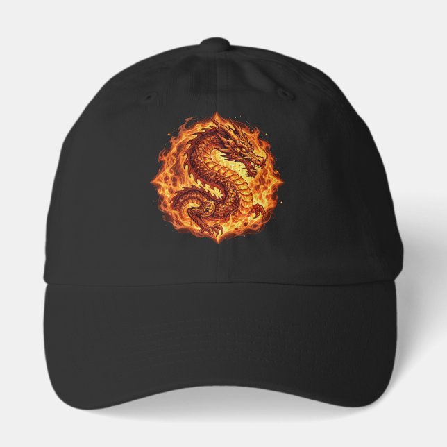 Fiery Orange Dragon Fire Flames Gift for men Hat (Front)