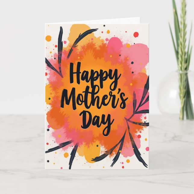 Fiery Orange Mothers Day Card (Front)