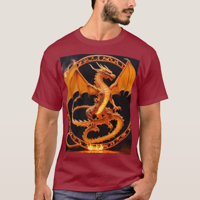 Fiery Ouroboros Dragon T-Shirt (Front)