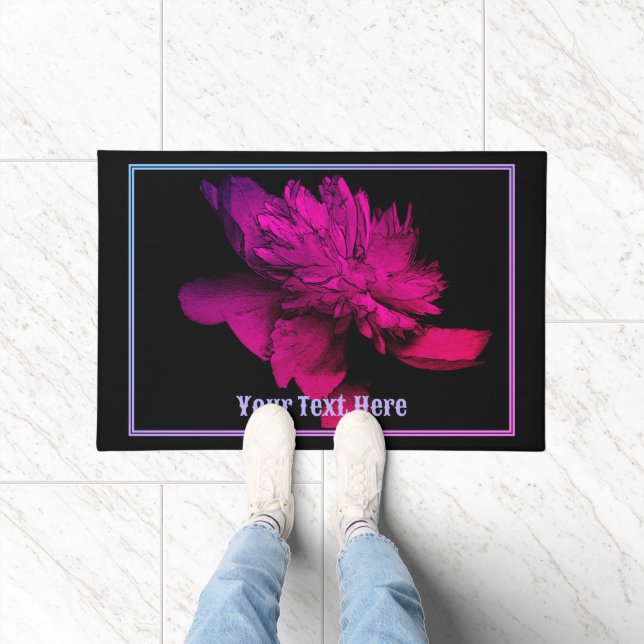 Fiery Peony Flower Personalized  Doormat (Indoor)