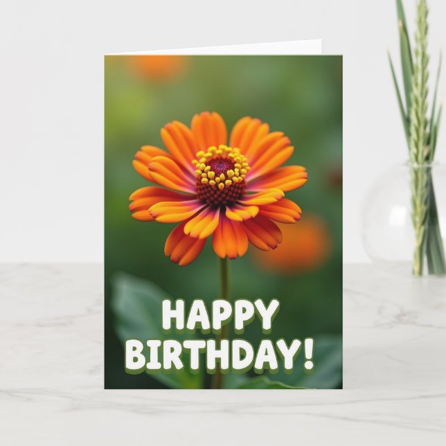 Fiery Petals Birthday Card (Front)