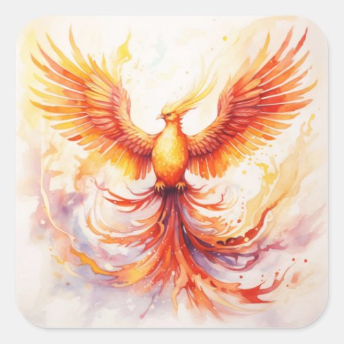 Fiery Pheonix Flying Rising form the Ashes Square Sticker