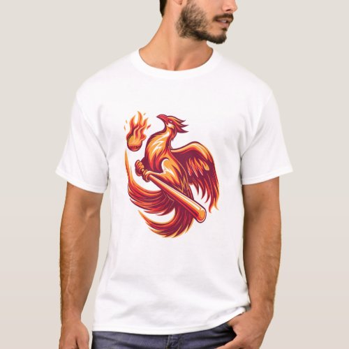 Fiery Phoenix Baseball T_Shirt