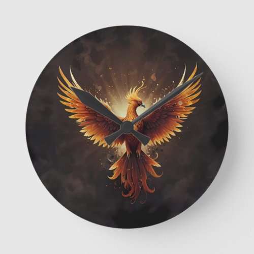 Fiery Phoenix Cushion Round Clock