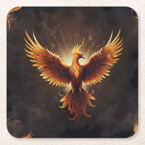 Fiery Phoenix Cushion Square Paper Coaster