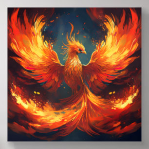 Fiery Phoenix – Majestic Mythical Bird Artwork Acrylic Photo Tile