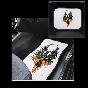 Fiery Phoenix Rising Firebird Black Tribal Flames Car Floor Mat