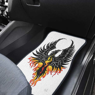 Fiery Phoenix Rising Firebird Black Tribal Flames Car Mat