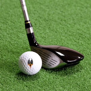 Fiery Phoenix Rising Firebird Black Tribal Flames Golf Balls