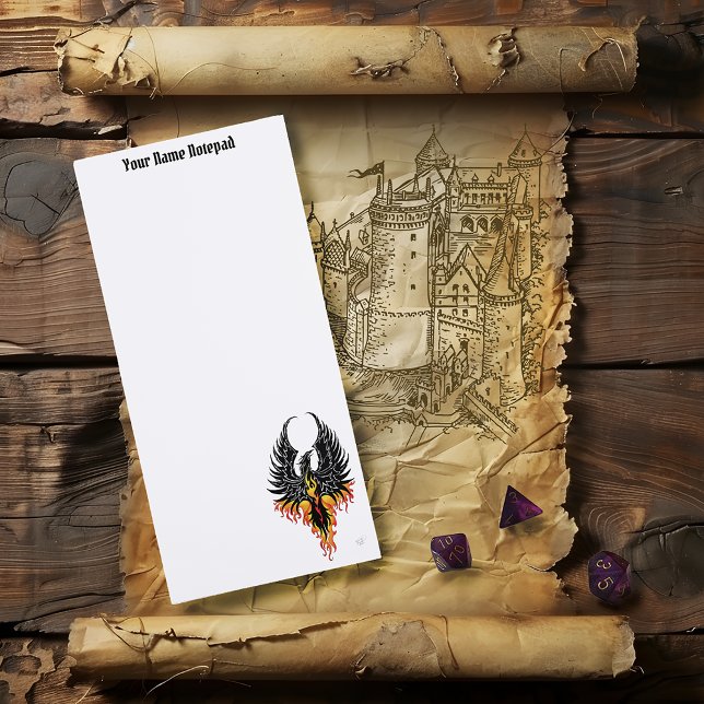 Fiery Phoenix Rising Firebird Black Tribal Flames Magnetic Notepad (Creator Uploaded)