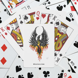Fiery Phoenix Rising Firebird Black Tribal Flames Poker Cards