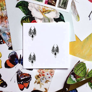 Fiery Phoenix Rising Firebird Black Tribal Flames Rubber Stamp