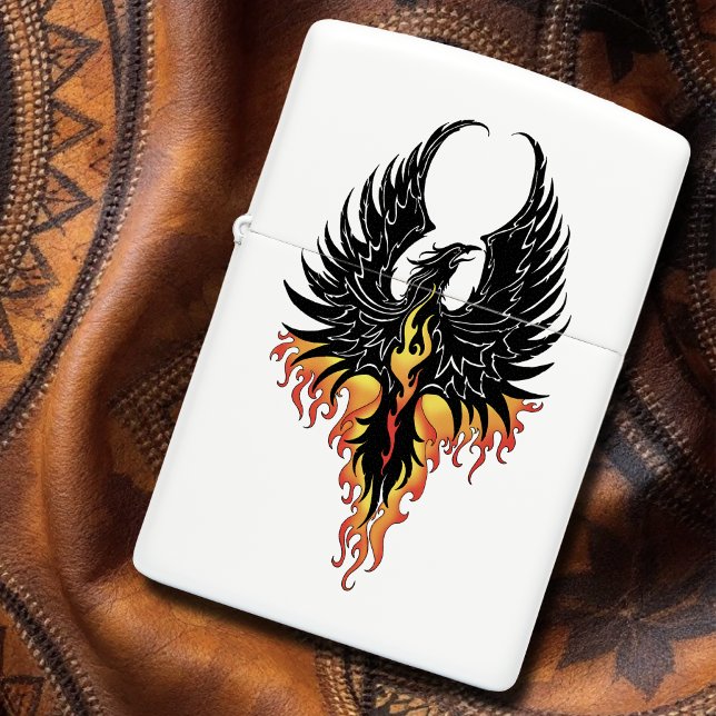 Fiery Phoenix Rising Firebird Black Tribal Flames Zippo Lighter (Creator Uploaded)