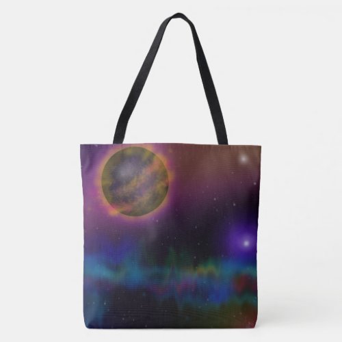 Fiery Planet and Stars Outer Space Tote Bag