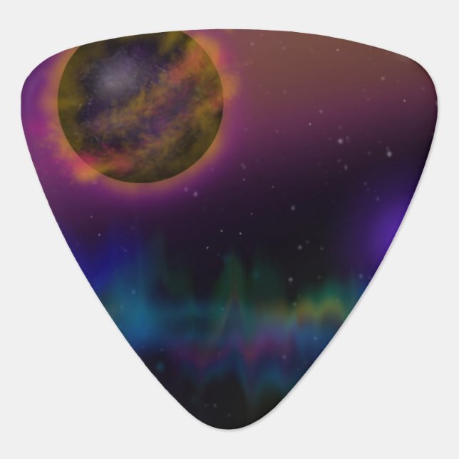 Fiery Planet in Outer Space Two Images Guitar Pick (Front)