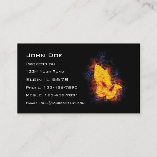 Fiery Praying Hands Business Card Template