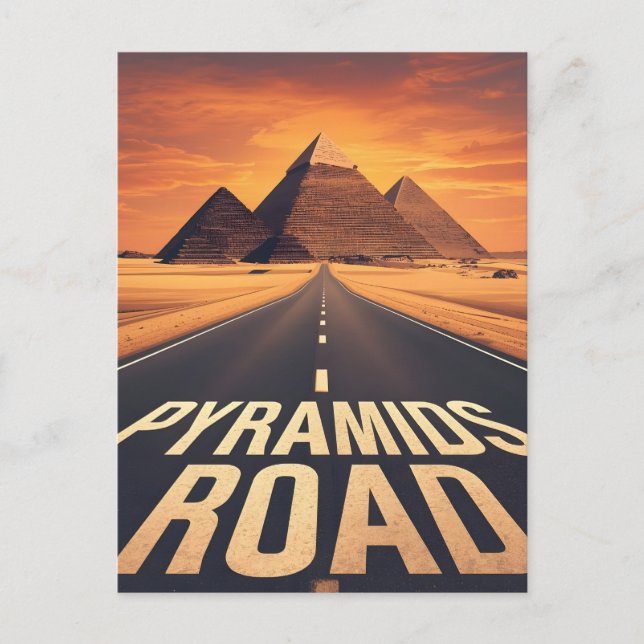 Fiery Pyramids Road Egypt Desert Art Postcard (Front)