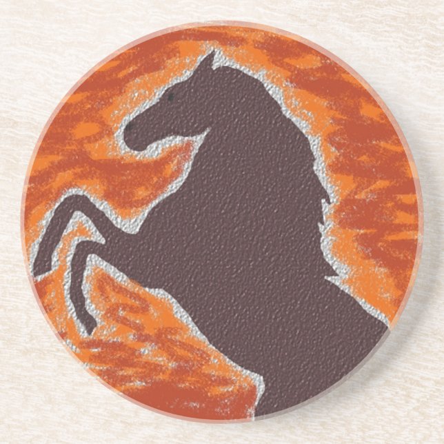 Fiery Rearing Horse Drink Coaster (Front)