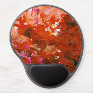 Fiery Red Abstract Art Gel Mouse Pad