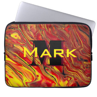 Fiery Red Acrylic Flow Art Laptop Sleeve