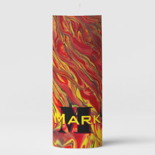 Fiery Red Acrylic Flow Art Pillar Candle