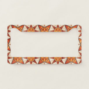 Fiery Red and Orange Starburst - Geometric Mosaic License Plate Frame