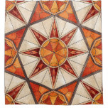 Fiery Red and Orange Starburst - Geometric Mosaic Shower Curtain