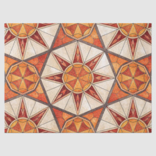 Fiery Red and Orange Starburst - Geometric Mosaic Tissue Paper
