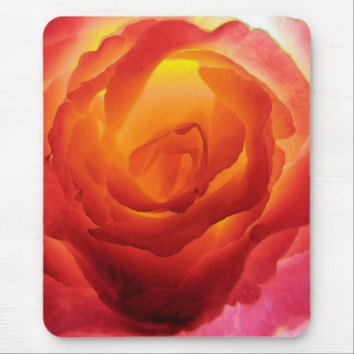 Fiery Red and Yellow Bicolor Rose Watercolor Mouse Pad