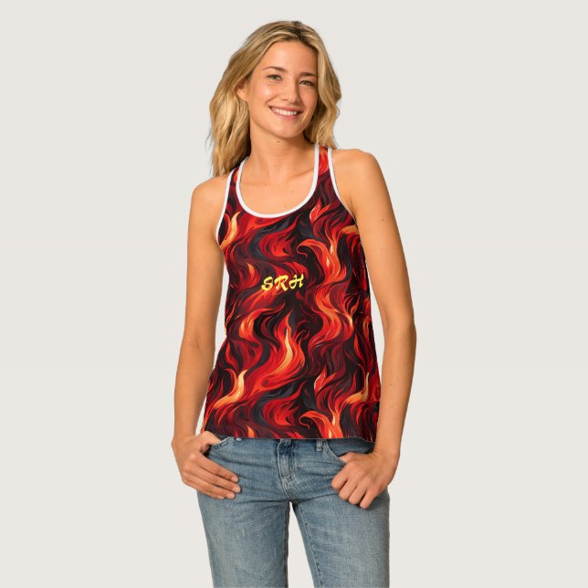  Fiery Red and Yellow Flames of Passion Tank Top (Front Full)