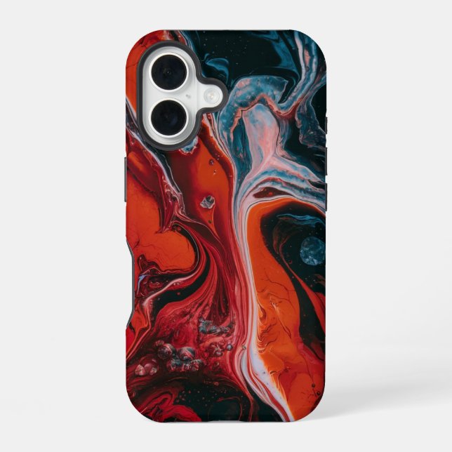 Fiery Red & Black Abstract Fluid Iphone Case (Back)