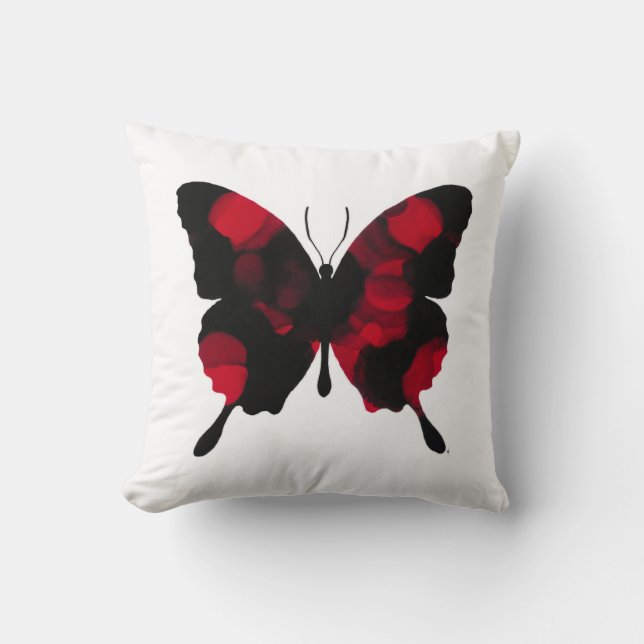 Fiery Red Butterfly Throw Pillow (Front)