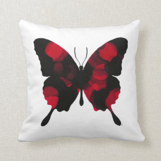 Fiery Red Butterfly Throw Pillow