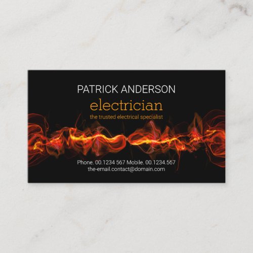 Fiery Red Electric Lightning Electrical Service Business Card