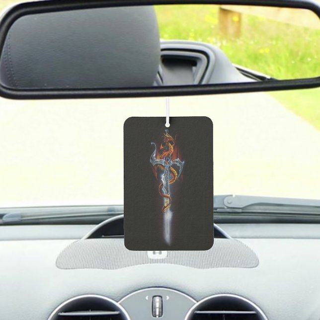 Fiery Red Fantasy Dragon Silver Sword Painting Air Freshener (Creator Uploaded)