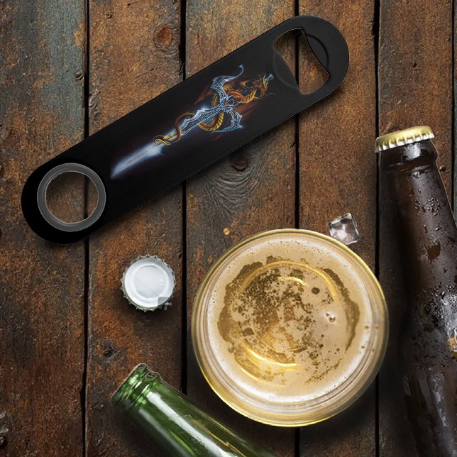 Fiery Red Fantasy Dragon Silver Sword Painting Bar Key (Creator Uploaded)