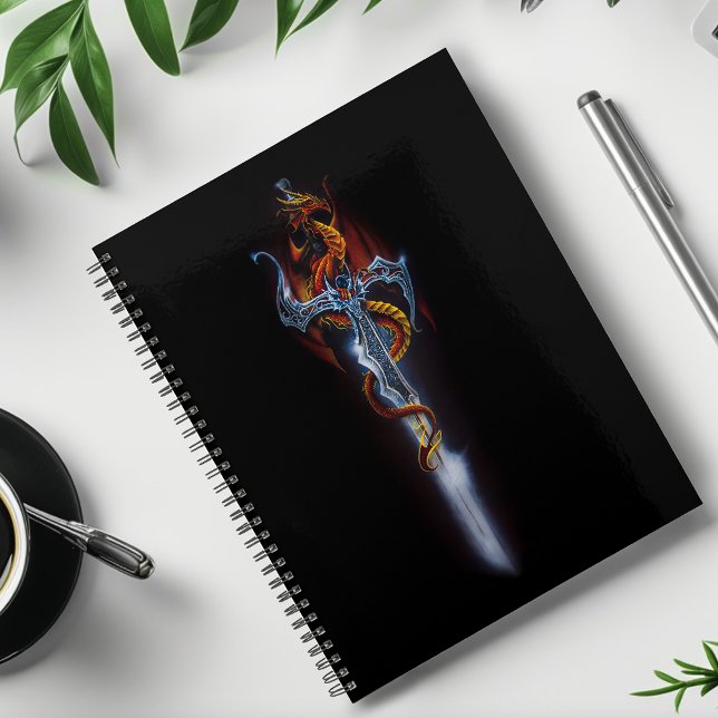 Fiery Red Fantasy Dragon Silver Sword Painting Planner (Creator Uploaded)