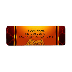 Fiery Red Gold Royal Indian Arabian Moroccan Party Label