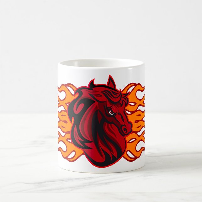 Fiery Red Horse Head with Flames Coffee Mug (Creator Uploaded)