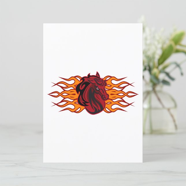 Fiery Red Horse Head with Flames Invitation (Creator Uploaded)