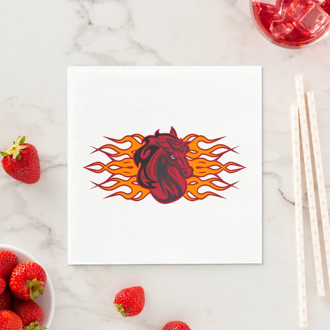 Fiery Red Horse Head with Flames Napkins (Creator Uploaded)