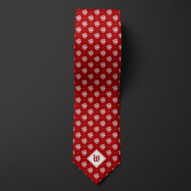 Fiery Red Iconic Dragon Monogram Neck Tie (Creator Uploaded)
