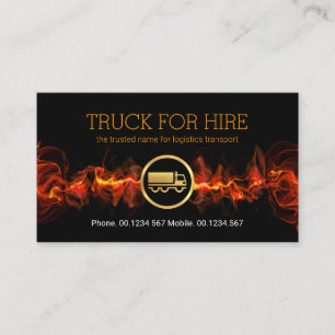 Fiery Red Lightning Home Moving Truck Transport Business Card
